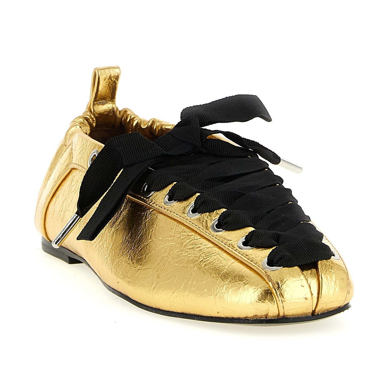 Ganni Gold Polyethylene Ballet Flats
