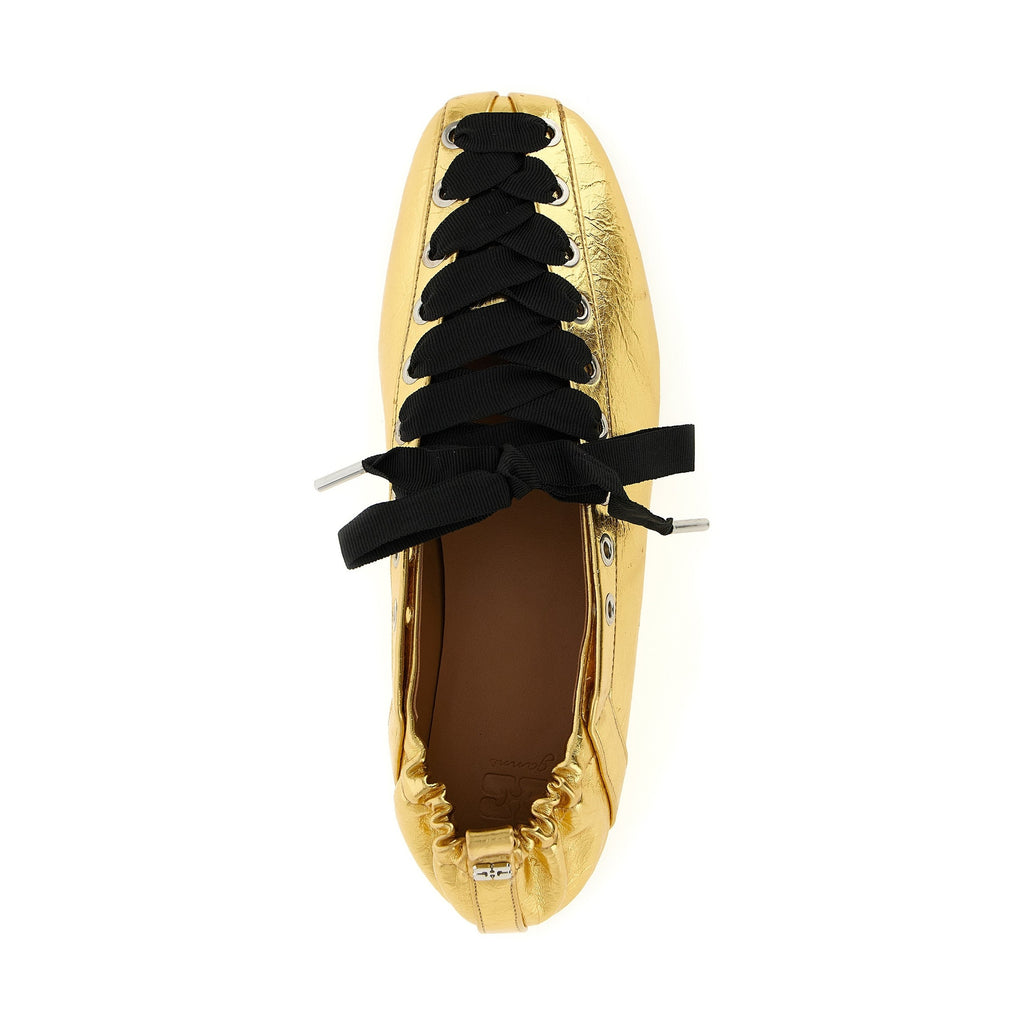 Ganni Gold Polyethylene Ballet Flats