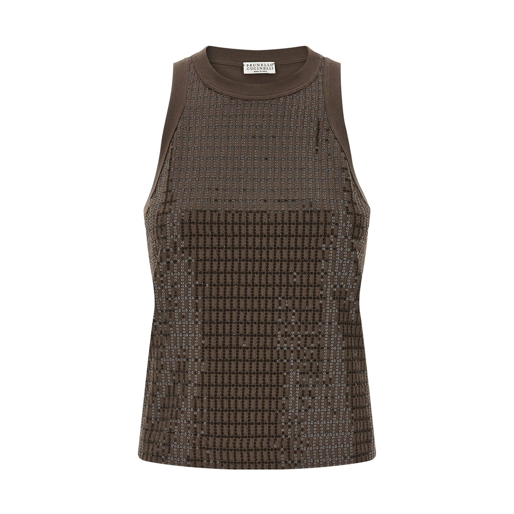 Brunello Cucinelli Brown Cotton Tank Tops