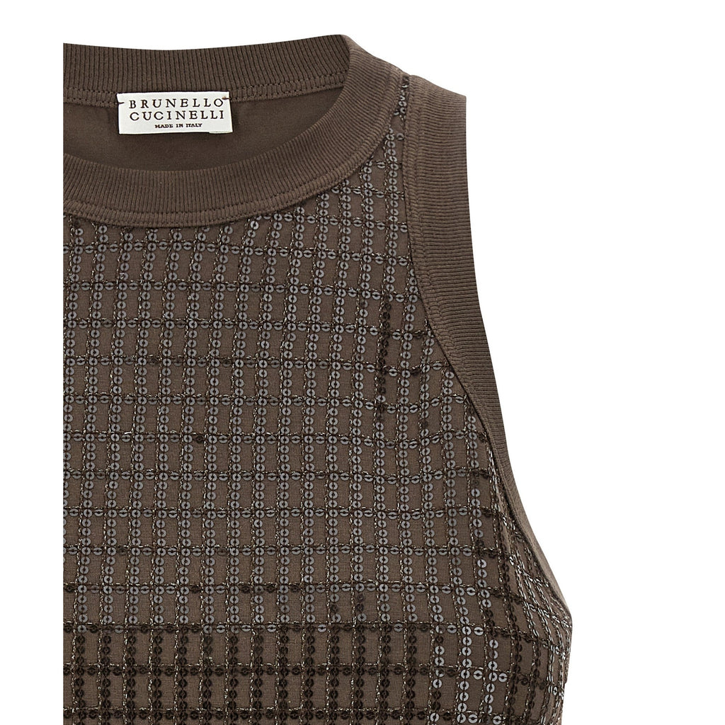 Brunello Cucinelli Brown Cotton Tank Tops
