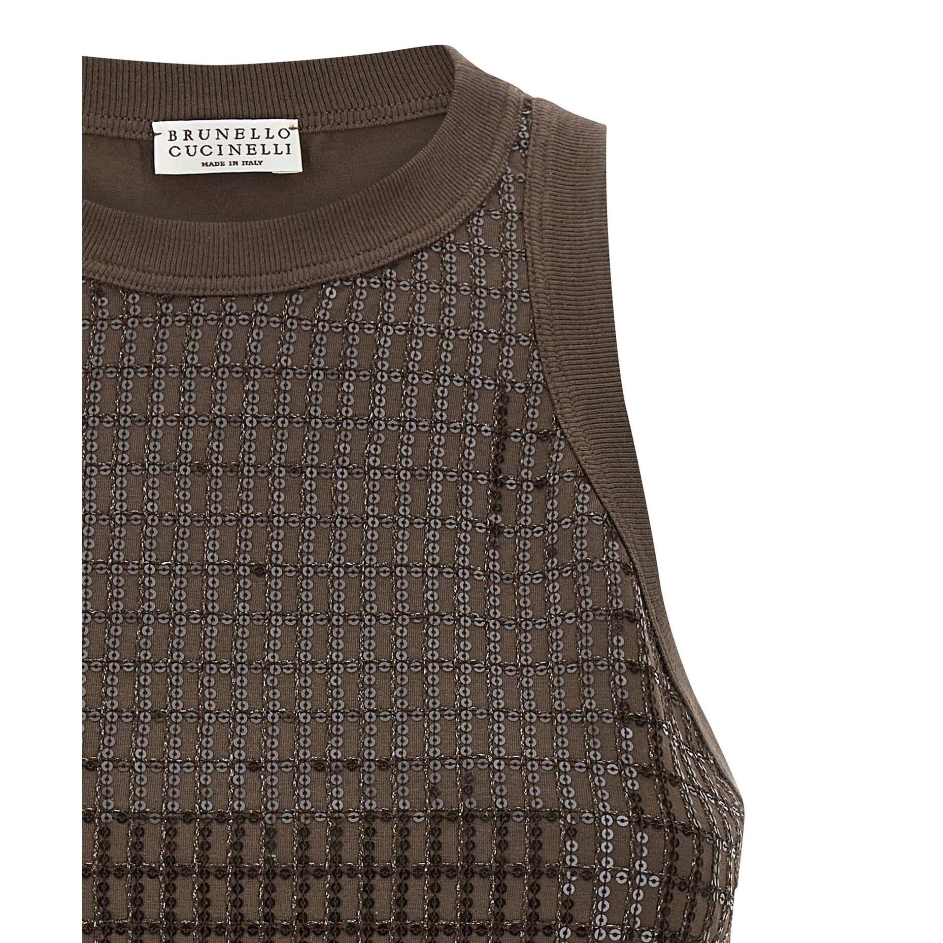Brunello Cucinelli Brown Cotton Tank Tops