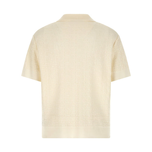 Balmain White Wool Polo Shirt