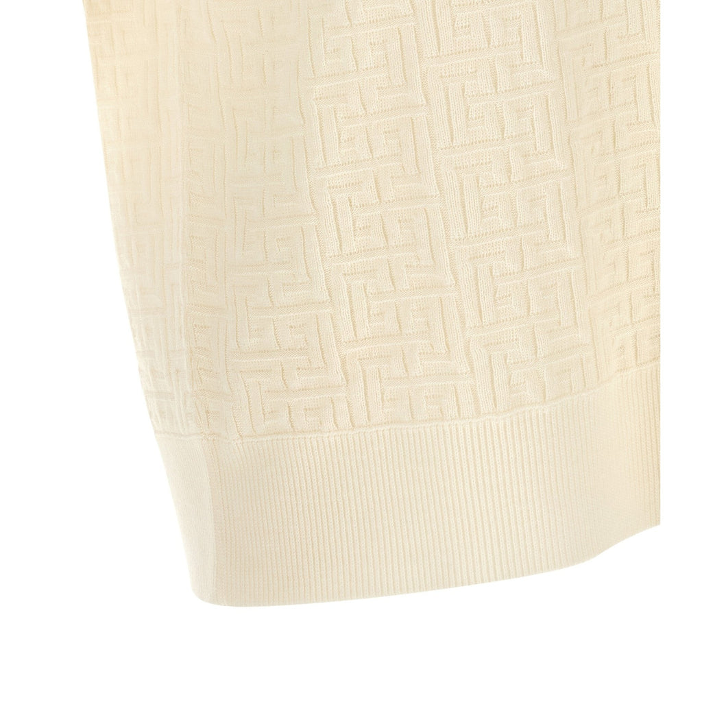 Balmain White Wool Polo Shirt