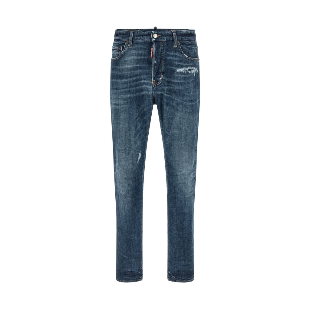 Dsquared² Blue Cotton Straight-Leg Jeans