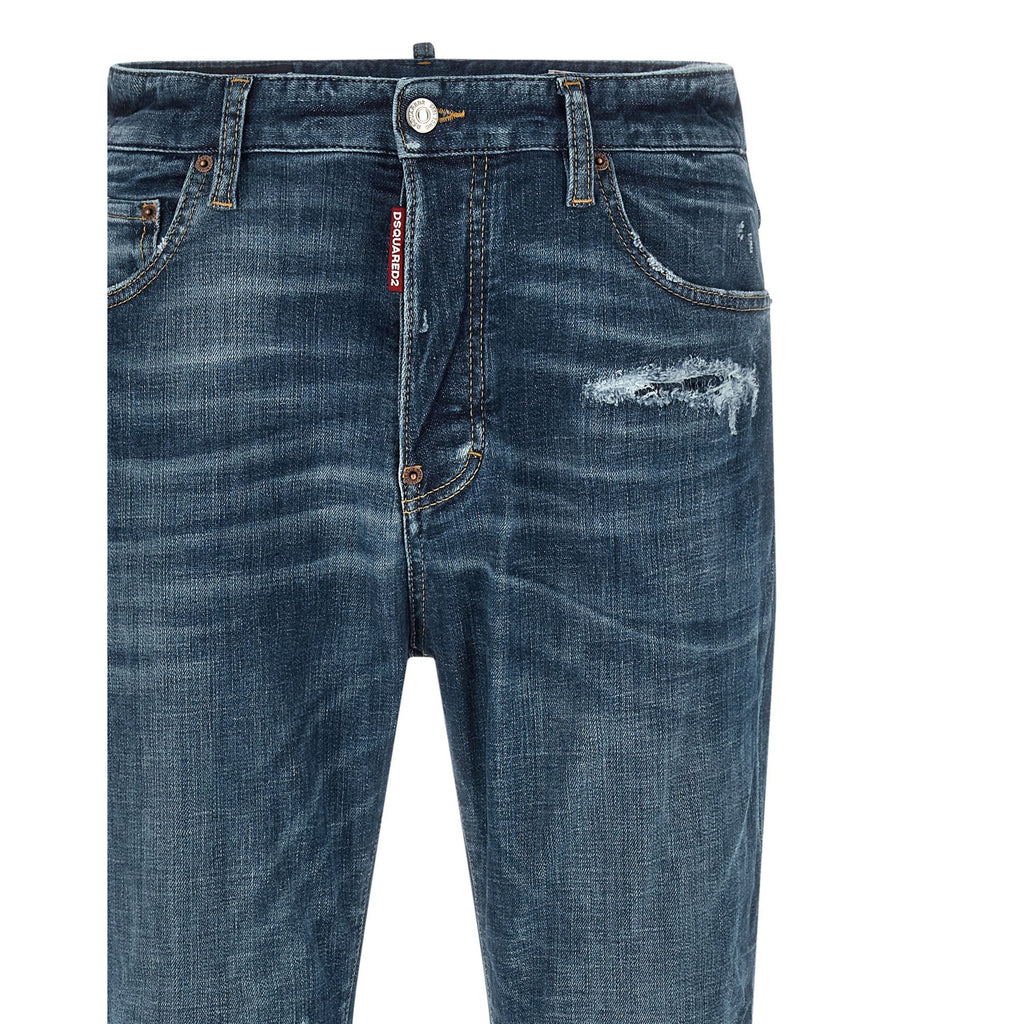Dsquared² Blue Cotton Straight-Leg Jeans