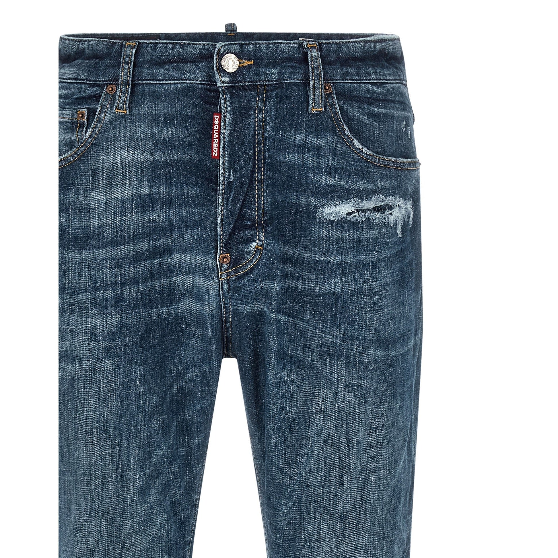 Dsquared² Blue Cotton Straight-Leg Jeans