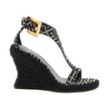 Balmain Black Polyester Wedge Sandals