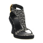 Balmain Black Polyester Wedge Sandals