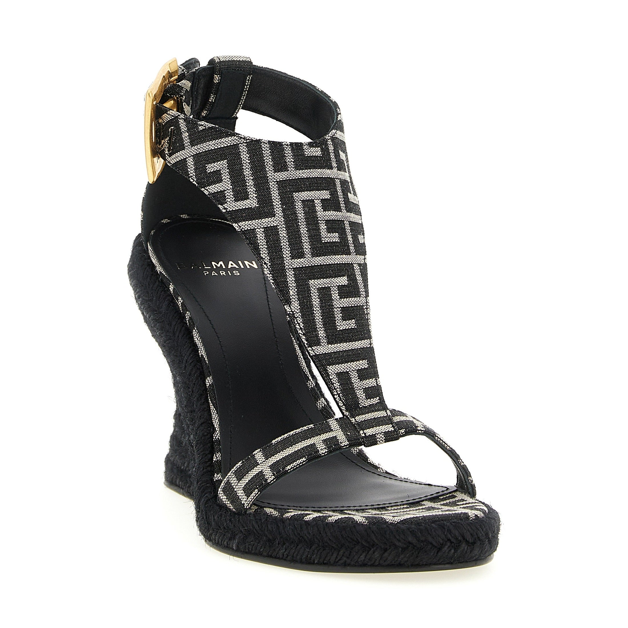 Balmain Black Polyester Wedge Sandals