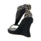 Balmain Black Polyester Wedge Sandals