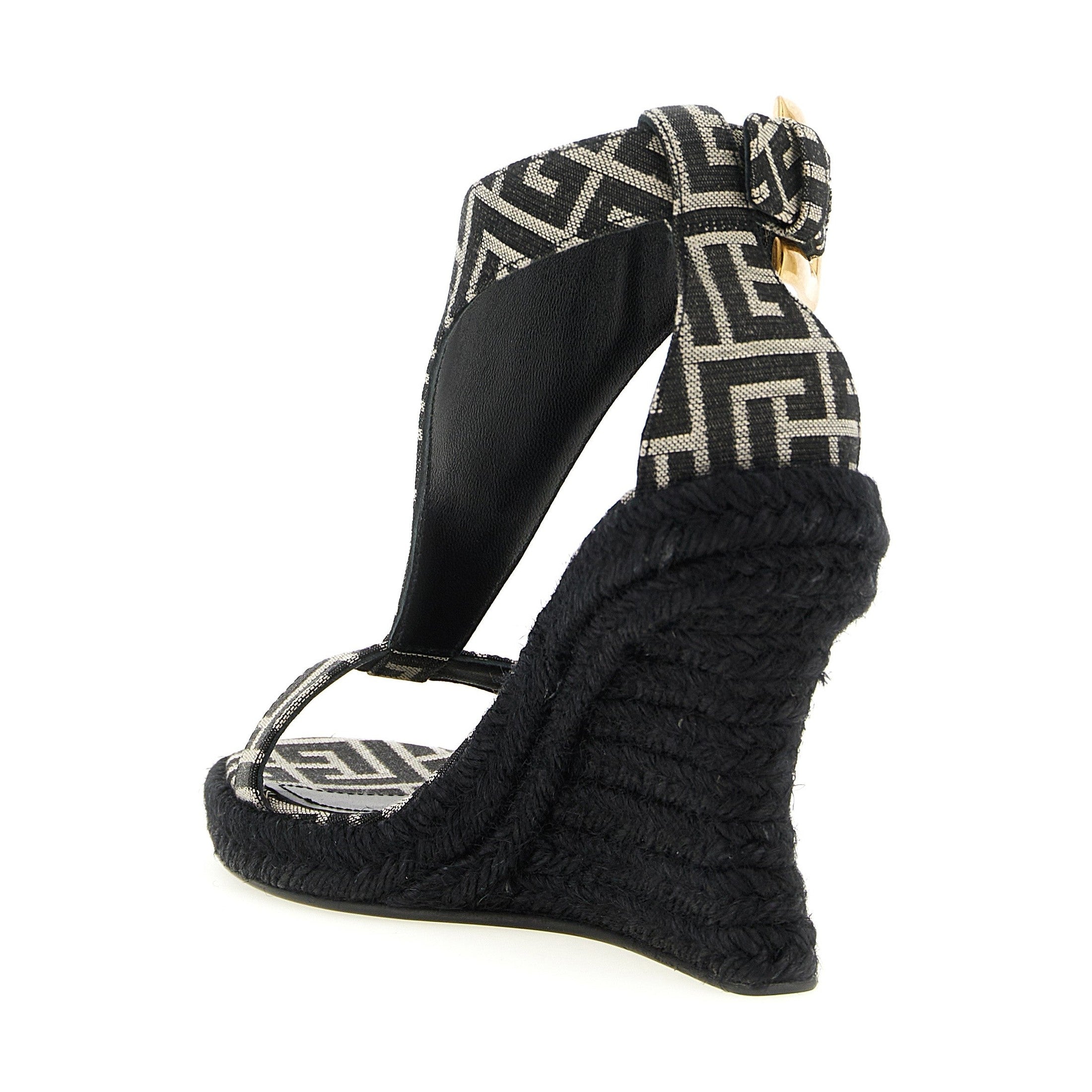 Balmain Black Polyester Wedge Sandals