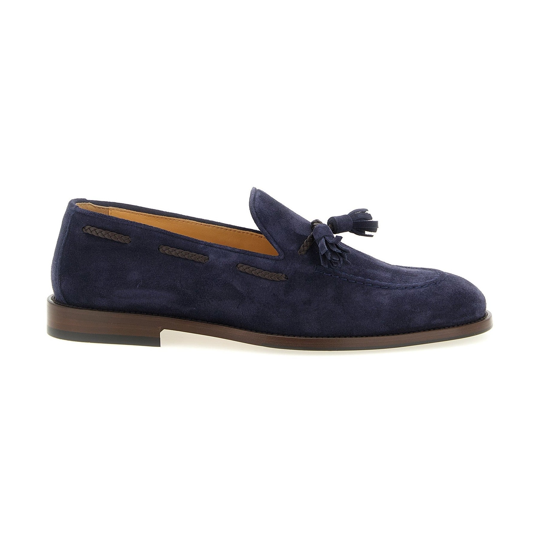 Brunello Cucinelli Blue Calfskin Slip-On Loafers