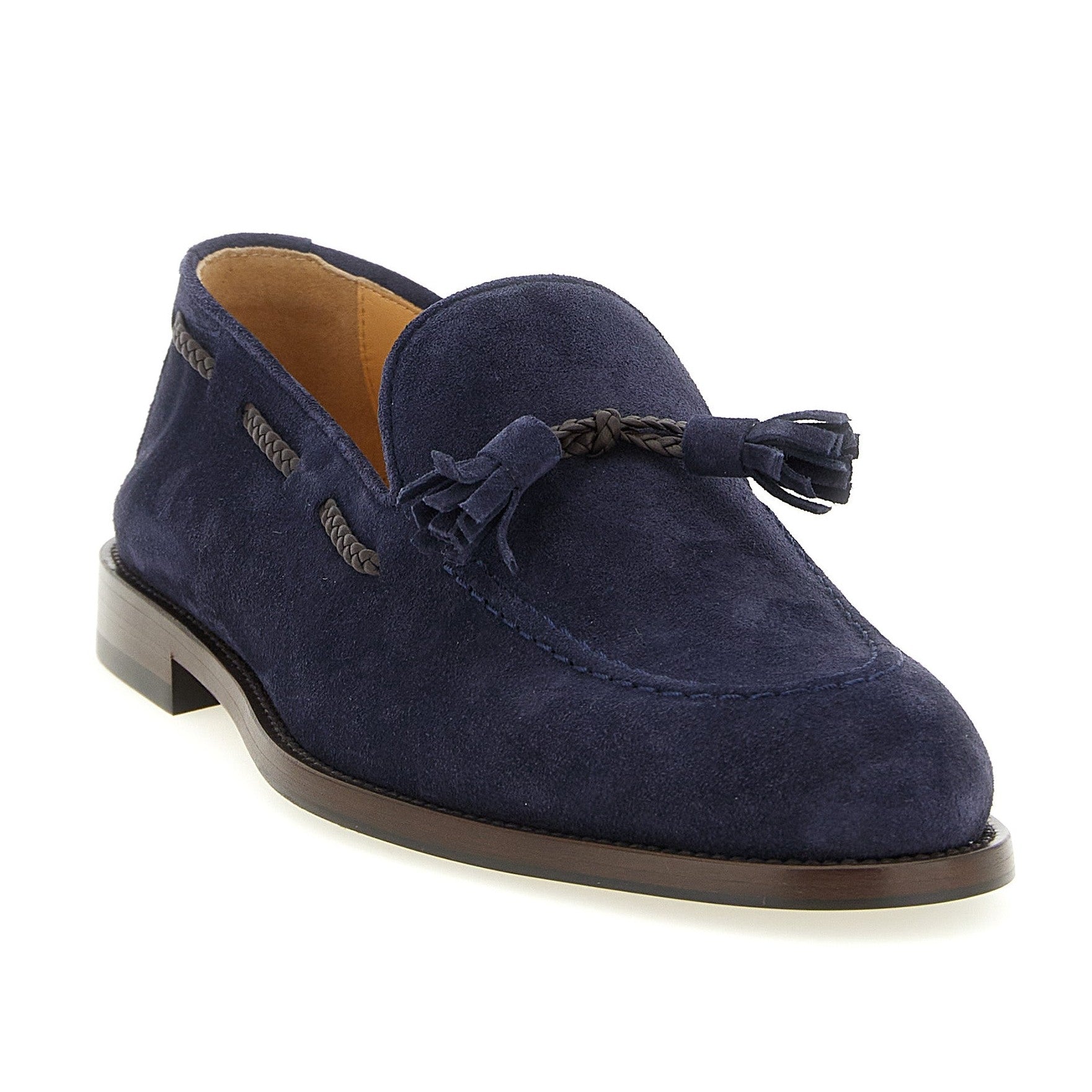 Brunello Cucinelli Blue Calfskin Slip-On Loafers