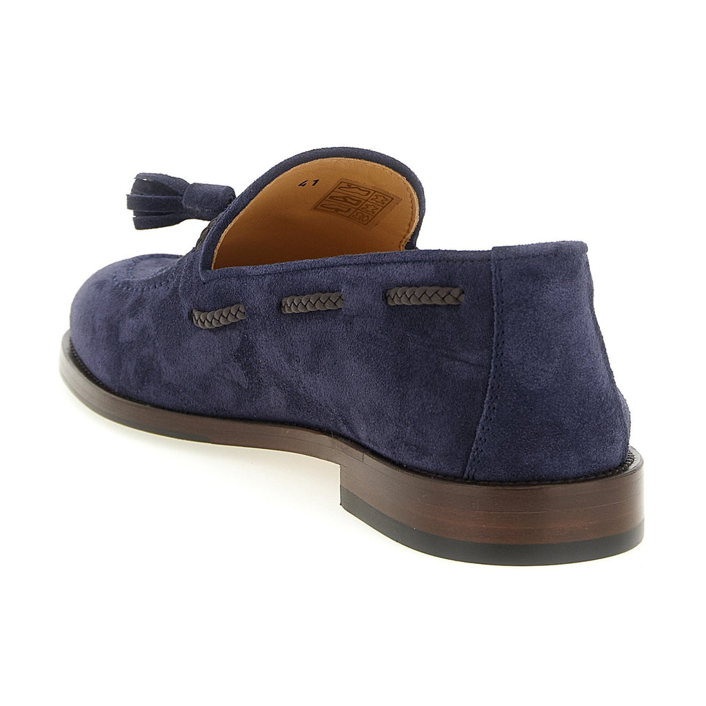 Brunello Cucinelli Blue Calfskin Slip-On Loafers