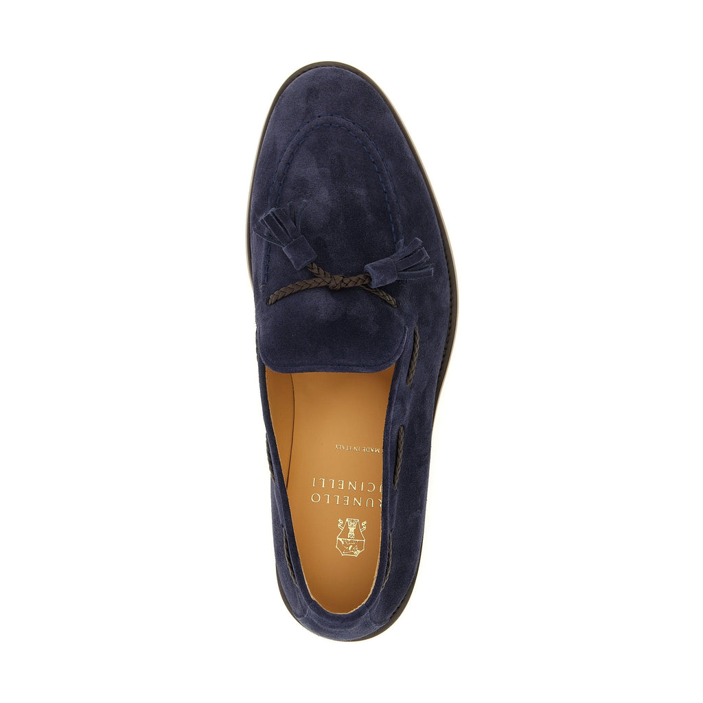 Brunello Cucinelli Blue Calfskin Slip-On Loafers