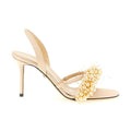 MACH & MACH Gold Satin Stiletto Heel Sandals