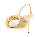 MACH & MACH Gold Satin Stiletto Heel Sandals