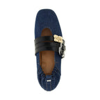 Ganni Blue Organic Cotton Ballet Flats
