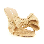 MACH & MACH Beige Raffia Stiletto Heel Sandals