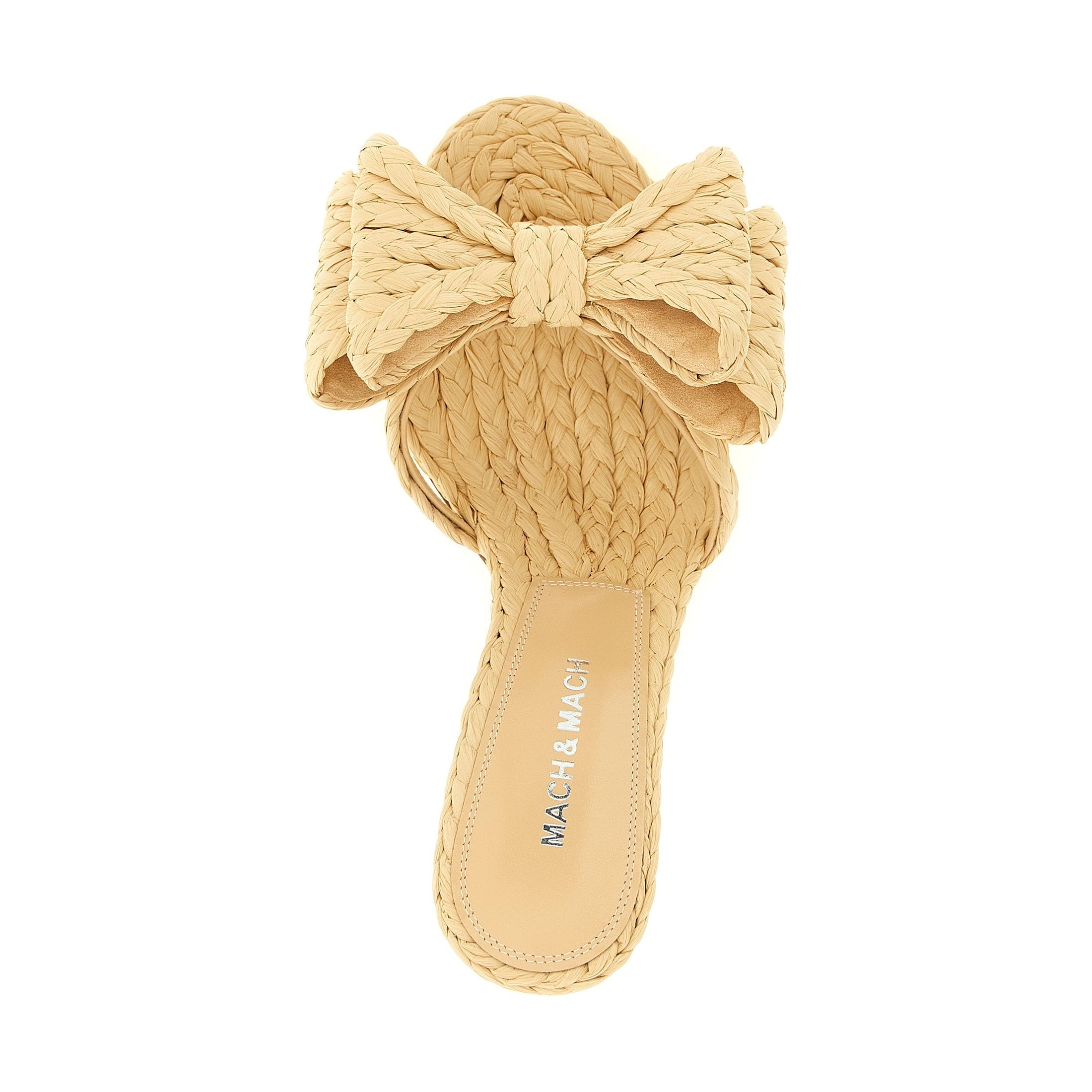 MACH & MACH Beige Raffia Stiletto Heel Sandals