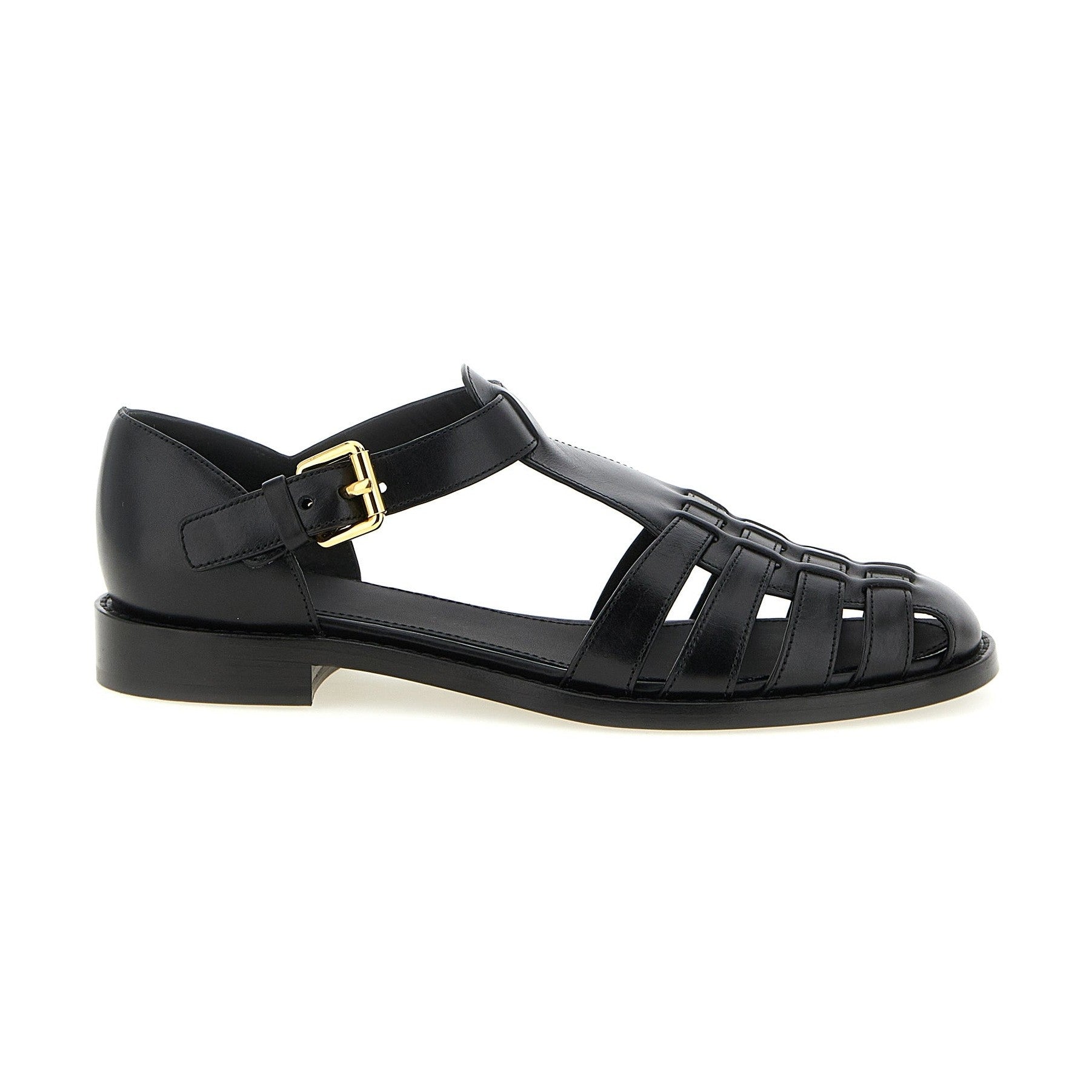 Church's Black Calfskin Flat Sandals