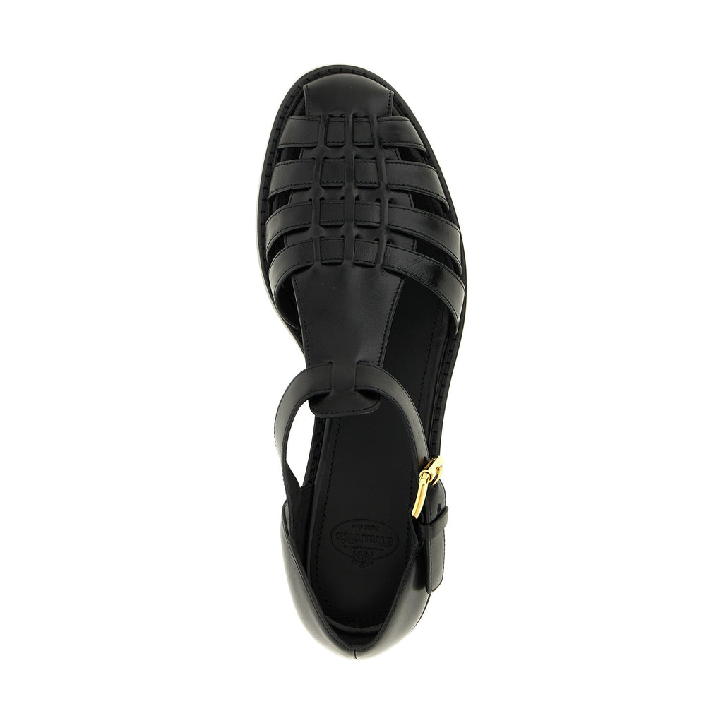Church's Black Calfskin Flat Sandals