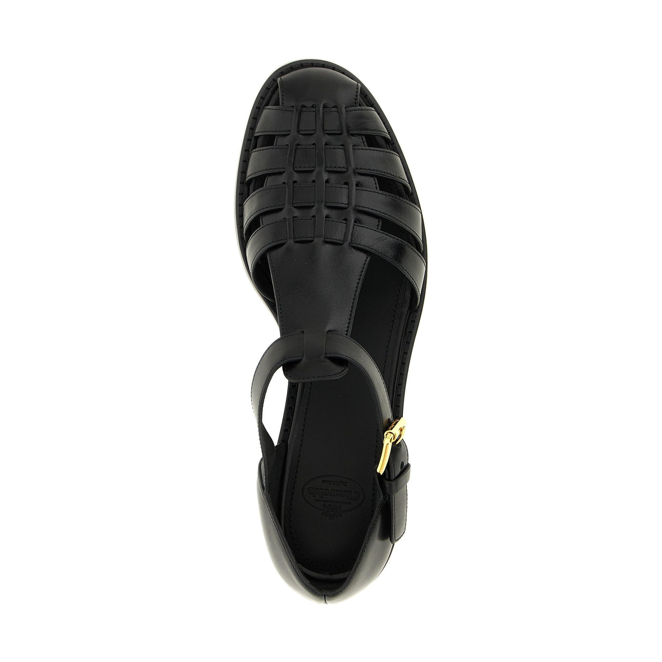 Church's Black Calfskin Flat Sandals