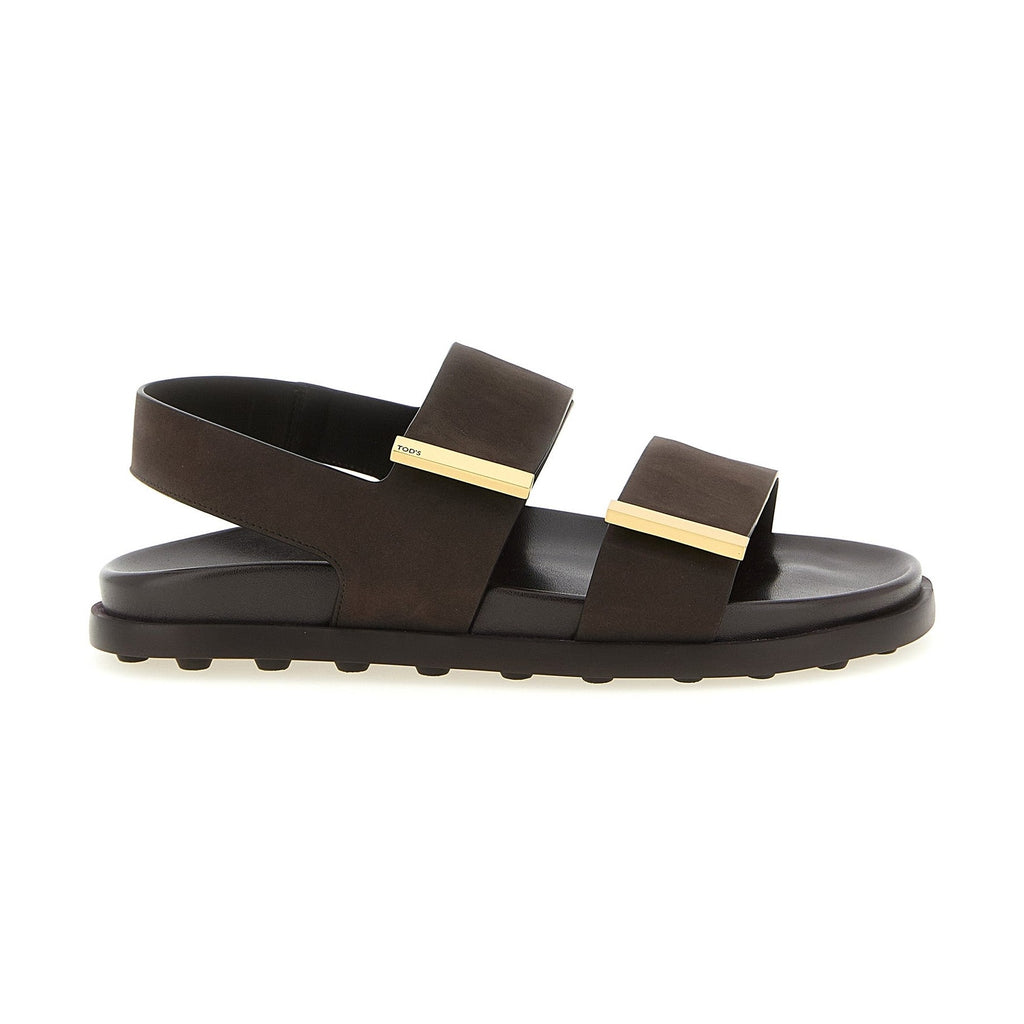 Tod's Brown Calfskin Flat Sandals