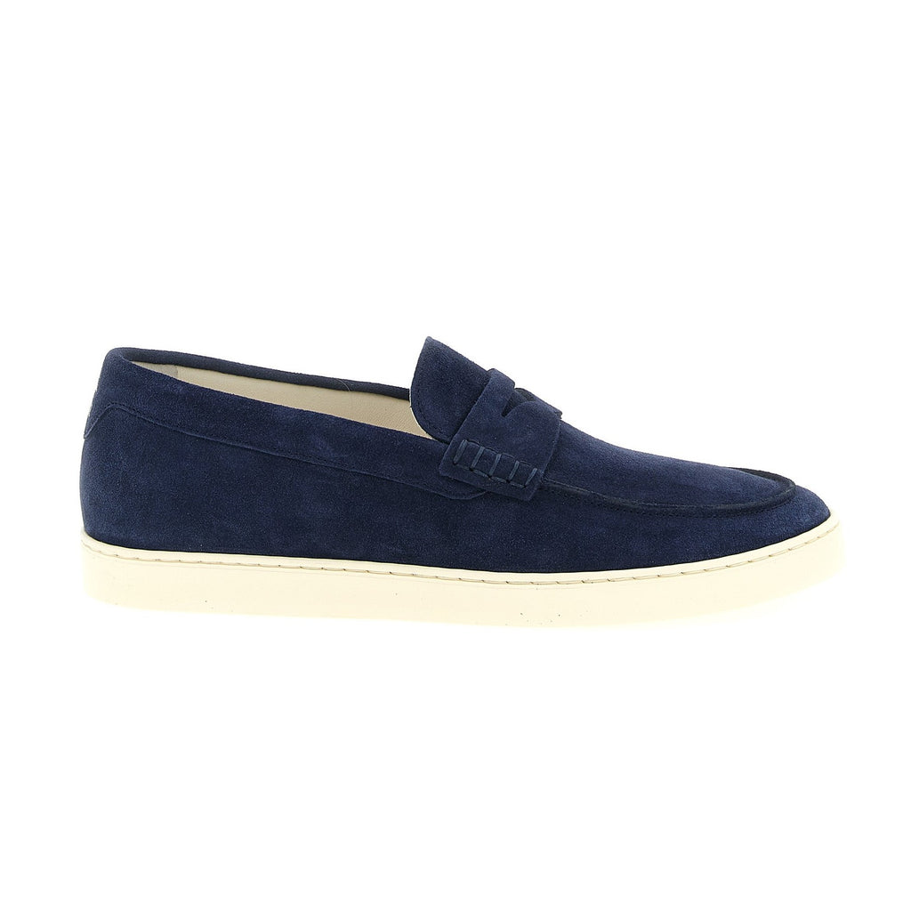 Brunello Cucinelli Blue Calfskin Slip-On Loafers