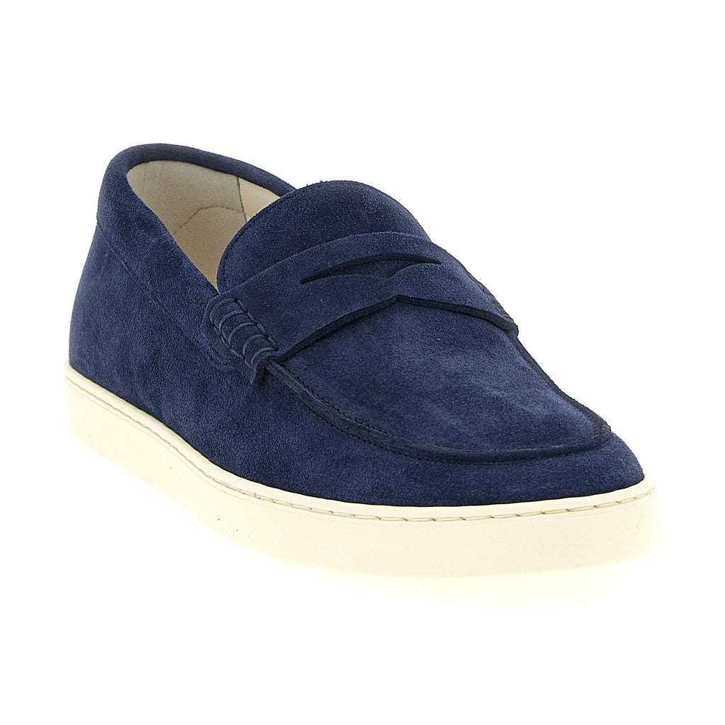 Brunello Cucinelli Blue Calfskin Slip-On Loafers