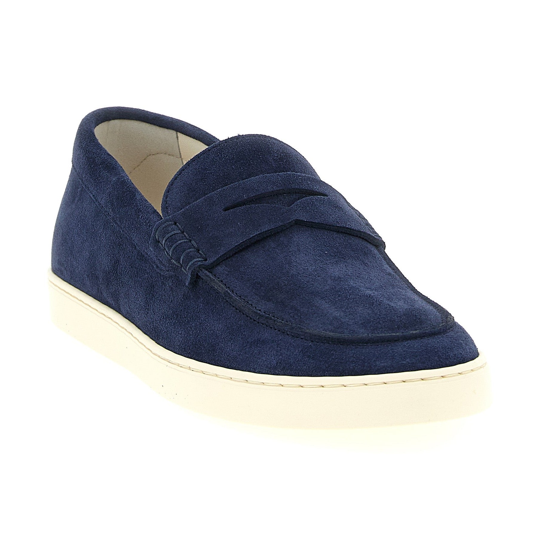 Brunello Cucinelli Blue Calfskin Slip-On Loafers