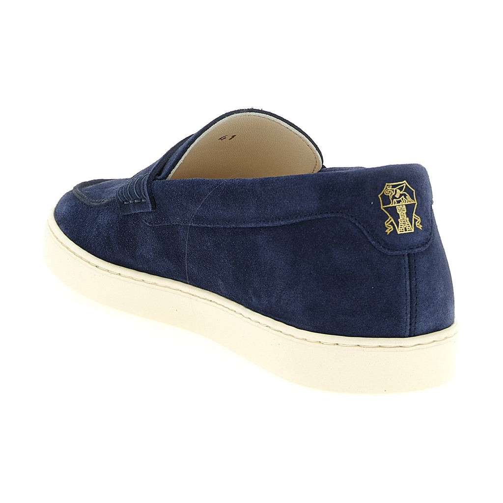 Brunello Cucinelli Blue Calfskin Slip-On Loafers
