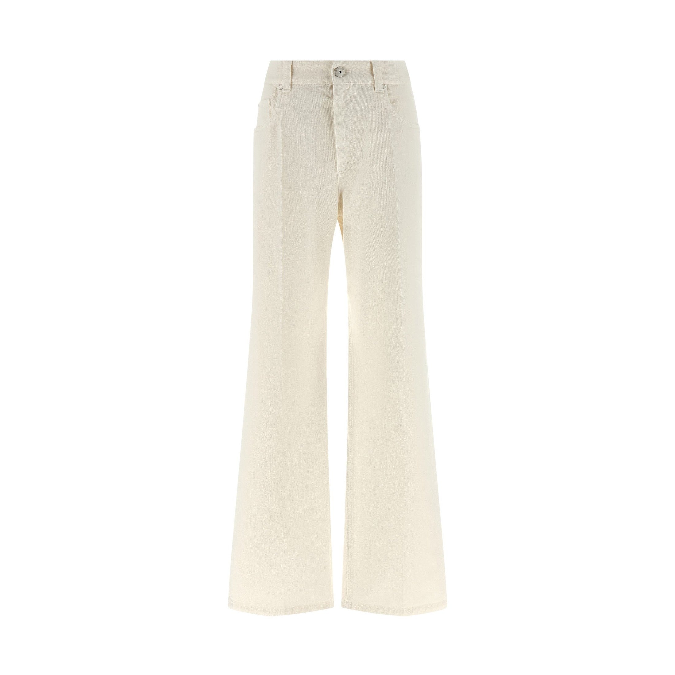 Brunello Cucinelli White Cotton Relaxed Fit Jeans