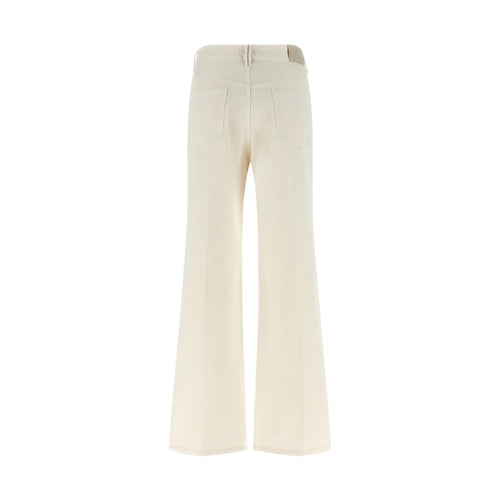 Brunello Cucinelli White Cotton Relaxed Fit Jeans
