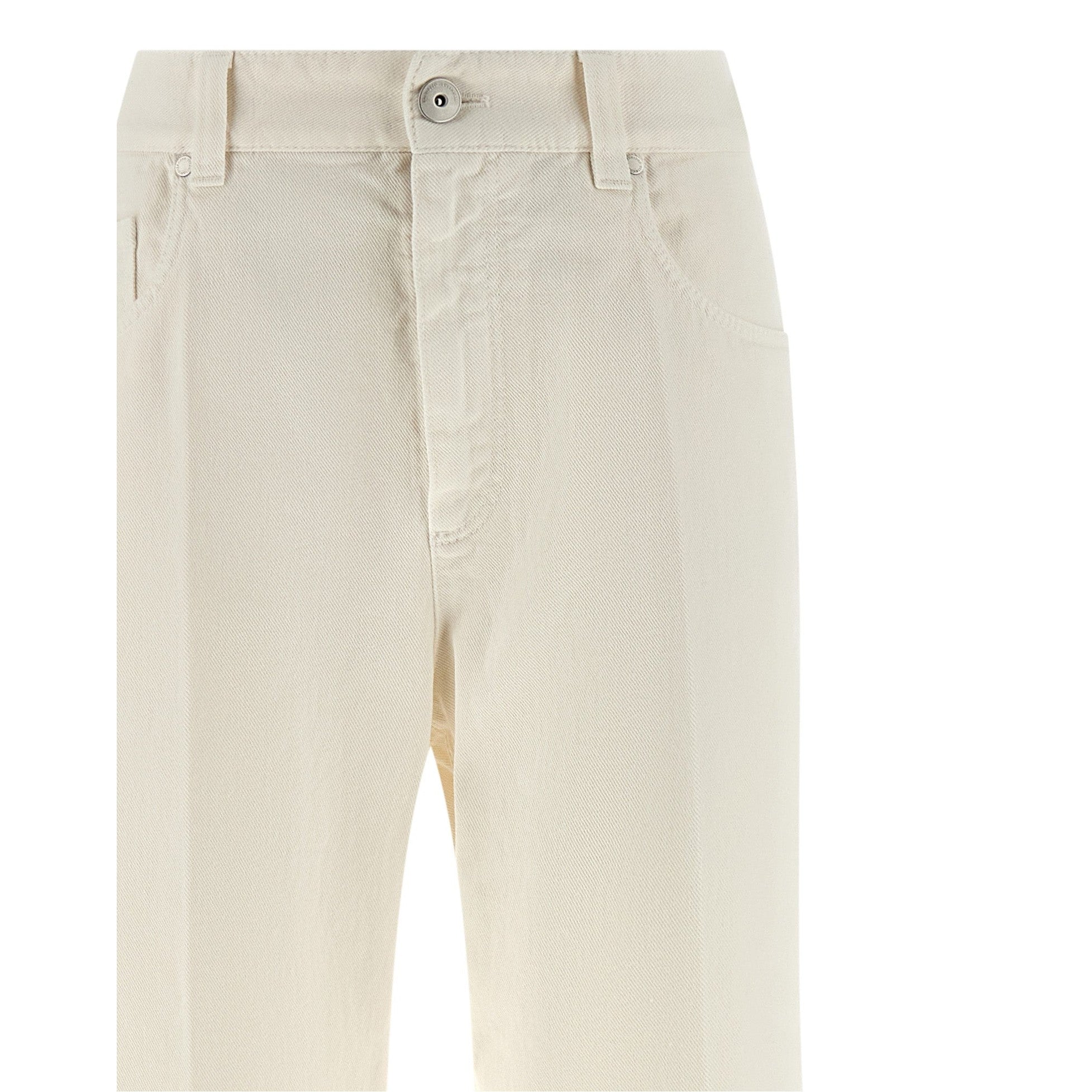 Brunello Cucinelli White Cotton Relaxed Fit Jeans