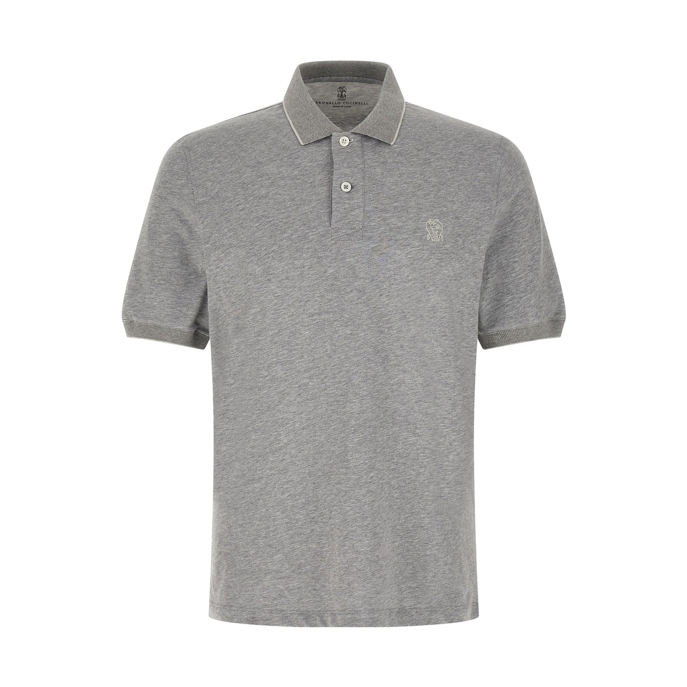 Brunello Cucinelli Gray Cotton Polo Shirt