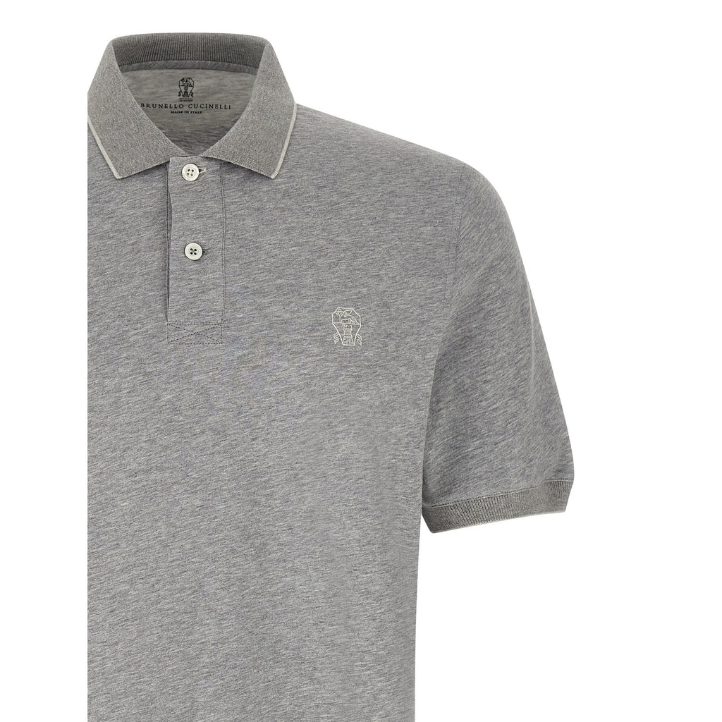 Brunello Cucinelli Gray Cotton Polo Shirt