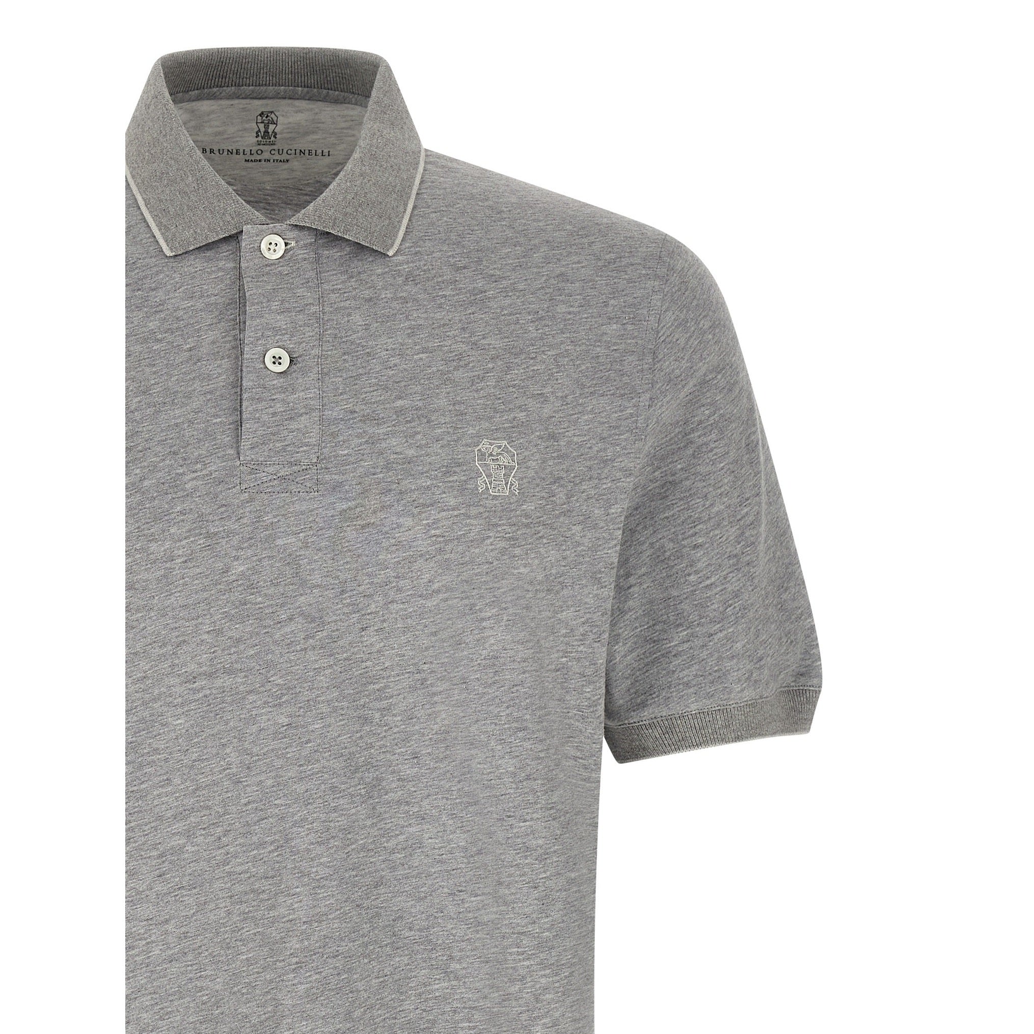 Brunello Cucinelli Gray Cotton Polo Shirt