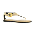 Balmain Beige Calfskin Flat Sandals