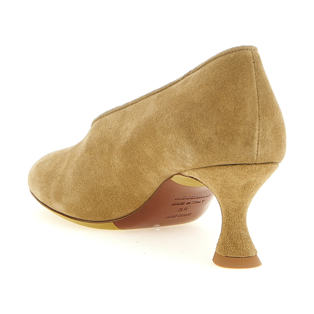 Moschino Beige Calfskin Mid Heel Pumps