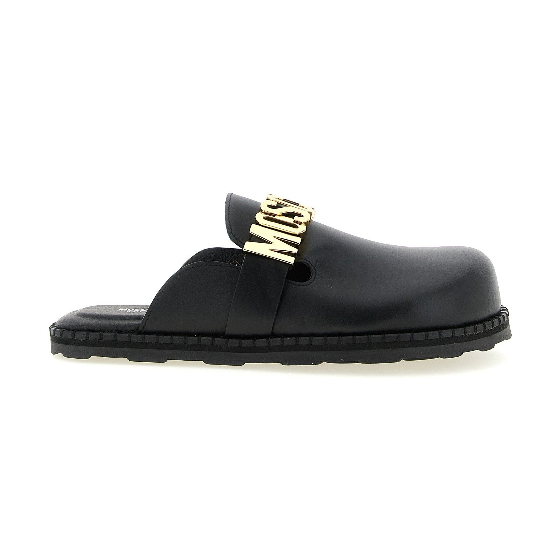 Moschino Black Calfskin Clogs