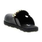 Moschino Black Calfskin Clogs