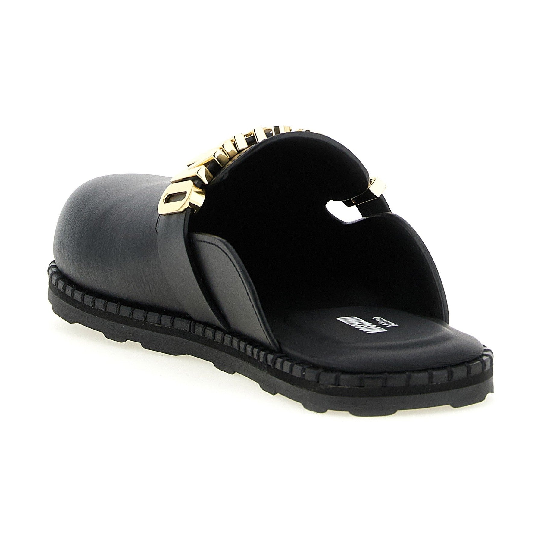 Moschino Black Calfskin Clogs