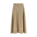 Brunello Cucinelli Beige Cotton Midi Skirt