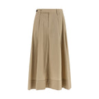 Brunello Cucinelli Beige Cotton Midi Skirt