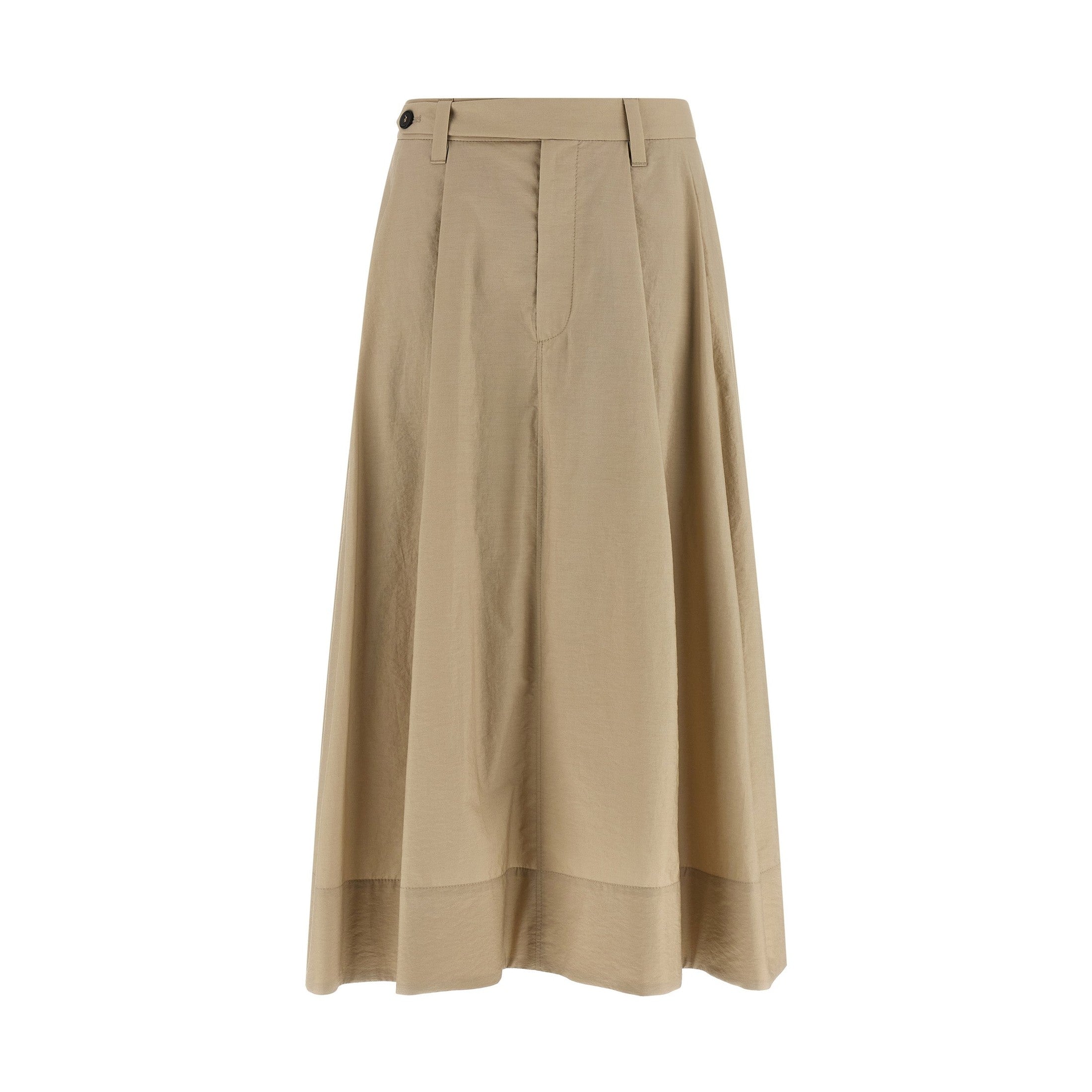 Brunello Cucinelli Beige Cotton Midi Skirt