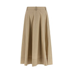 Brunello Cucinelli Beige Cotton Midi Skirt