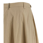 Brunello Cucinelli Beige Cotton Midi Skirt