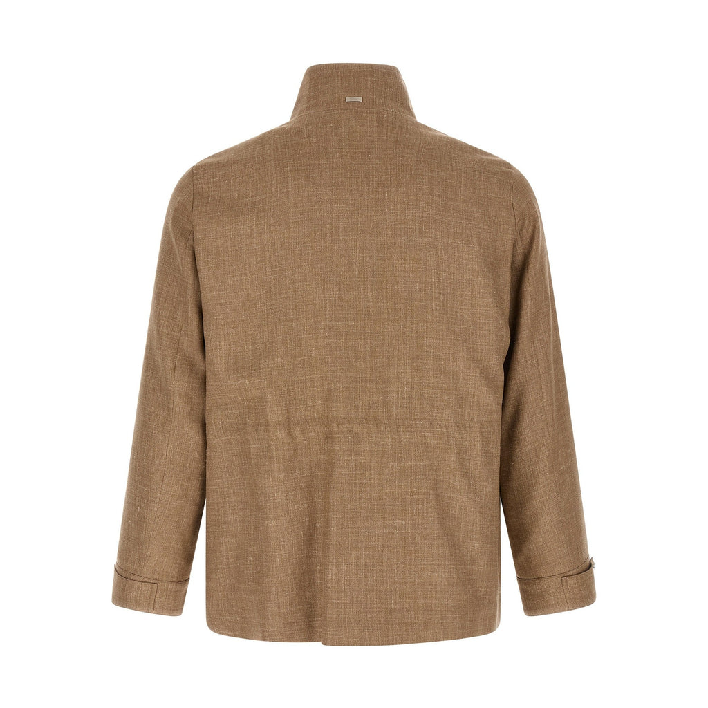 Herno Beige Wool Full-Length Jacket
