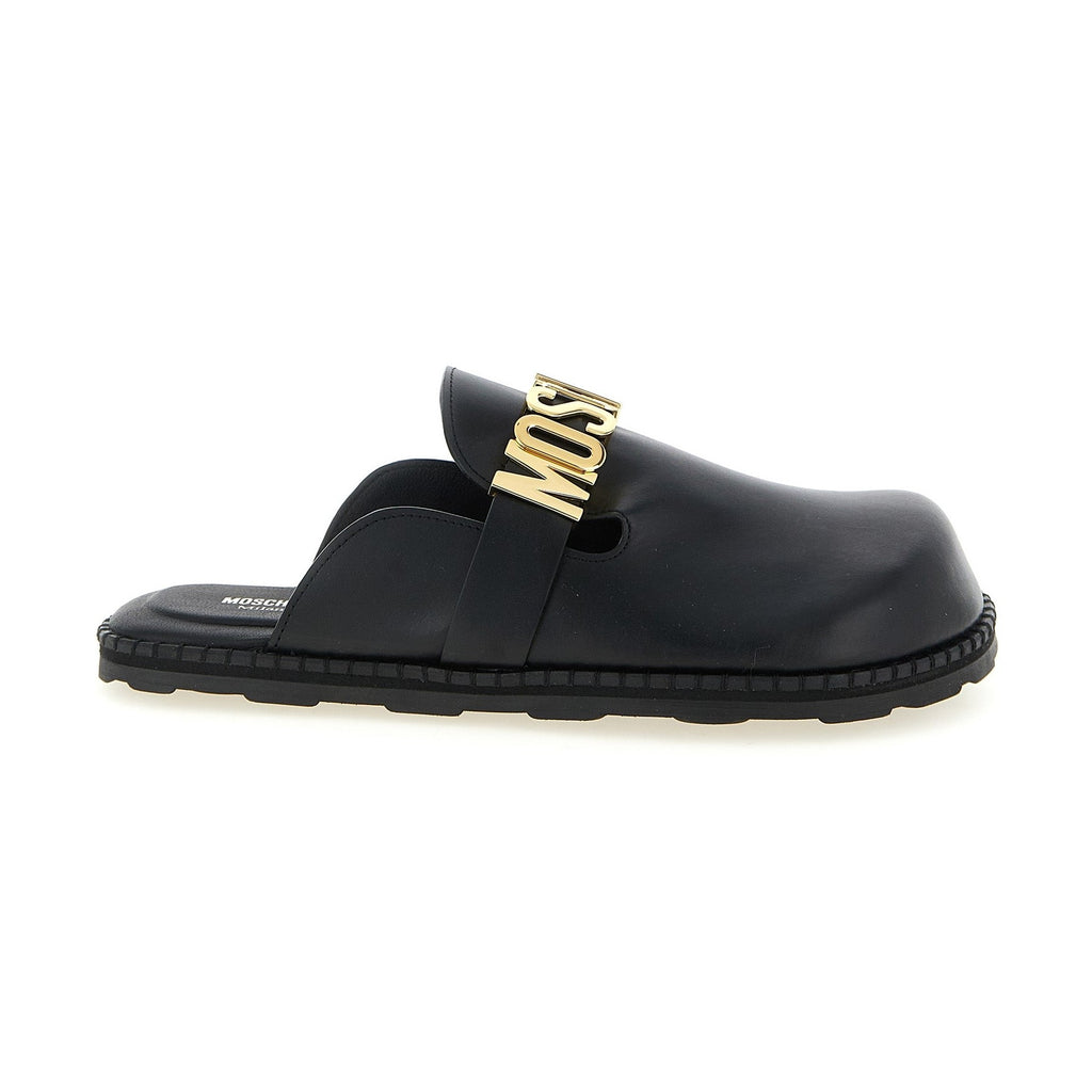 Moschino Black Calfskin Clogs